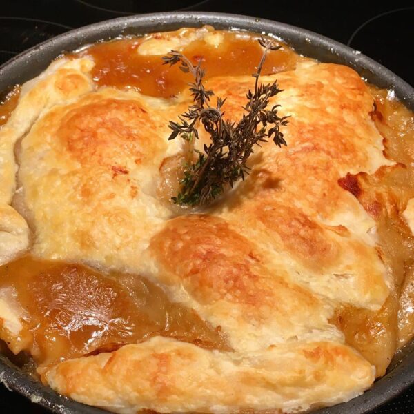 Chicken Pot Pie with Golden Puffs Herby Mixed Mushrooms Close Up - Haemi YH