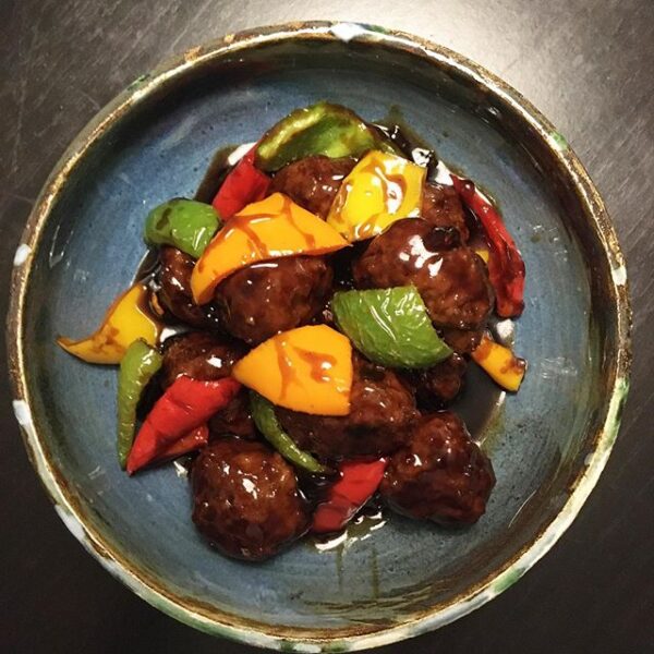 Sweet and Sour Meatballs on a Rustic Plate - Haemi YH